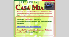 Desktop Screenshot of pizzeria-casa-mia.de